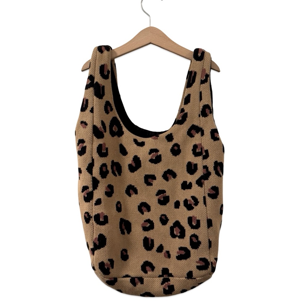 Hansel from Basel cheetah leopard animal print knit shoppers tote bag